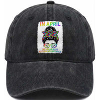 Autism Acceptance Washed Cotton Baseball Cap Neurodivergent Support Messy Bun Ribbon Puzzle