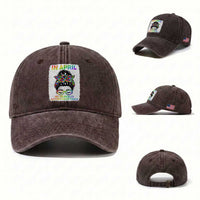 Autism Acceptance Washed Cotton Baseball Cap Neurodivergent Support Messy Bun Ribbon Puzzle
