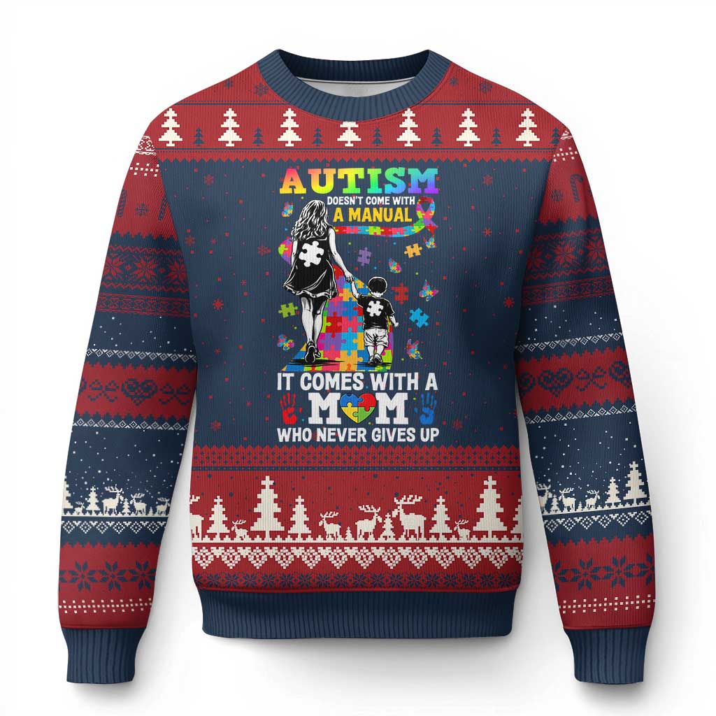 Autism Acceptance Ugly Christmas Sweater Doesn't Come with a Manual Autism Mom