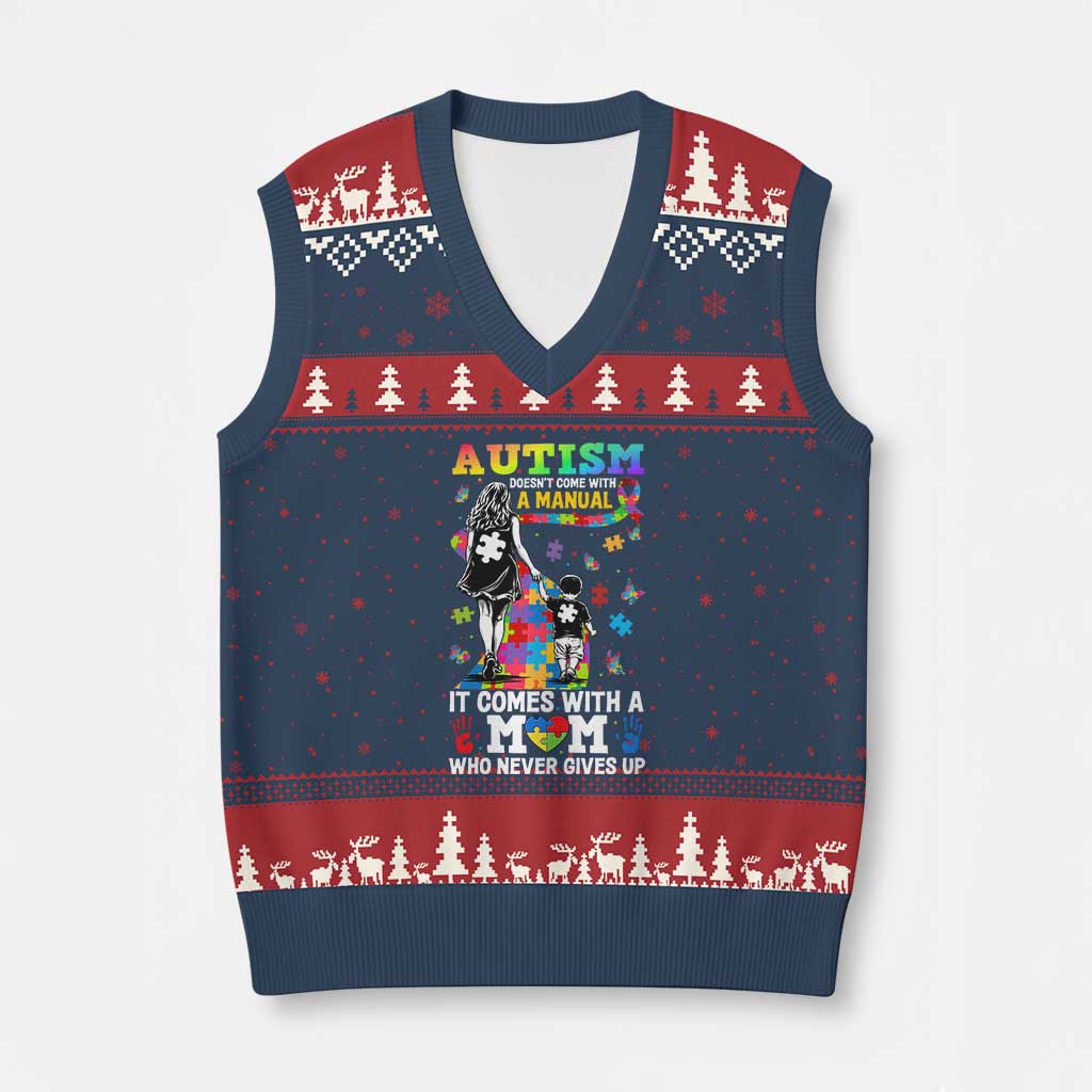 Autism Acceptance V-Neck Knit Sweater Vest Doesn't Come with a Manual Autism Mom