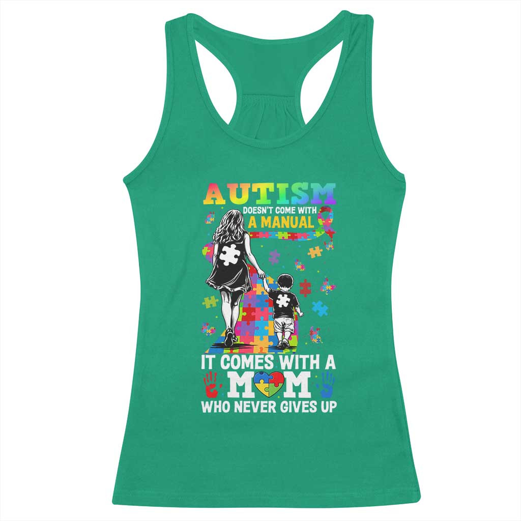 Autism Acceptance Racerback Tank Top Doesn't Come with a Manual Autism Mom