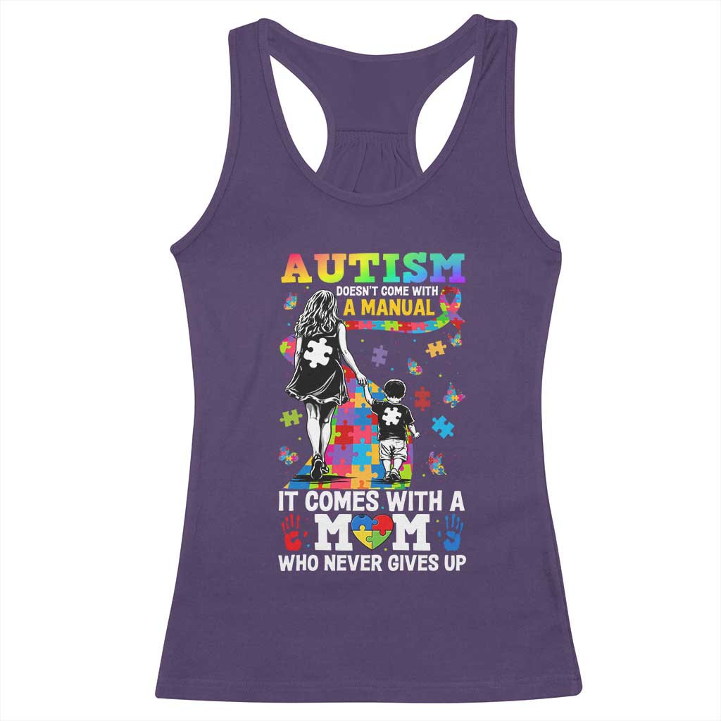 Autism Acceptance Racerback Tank Top Doesn't Come with a Manual Autism Mom
