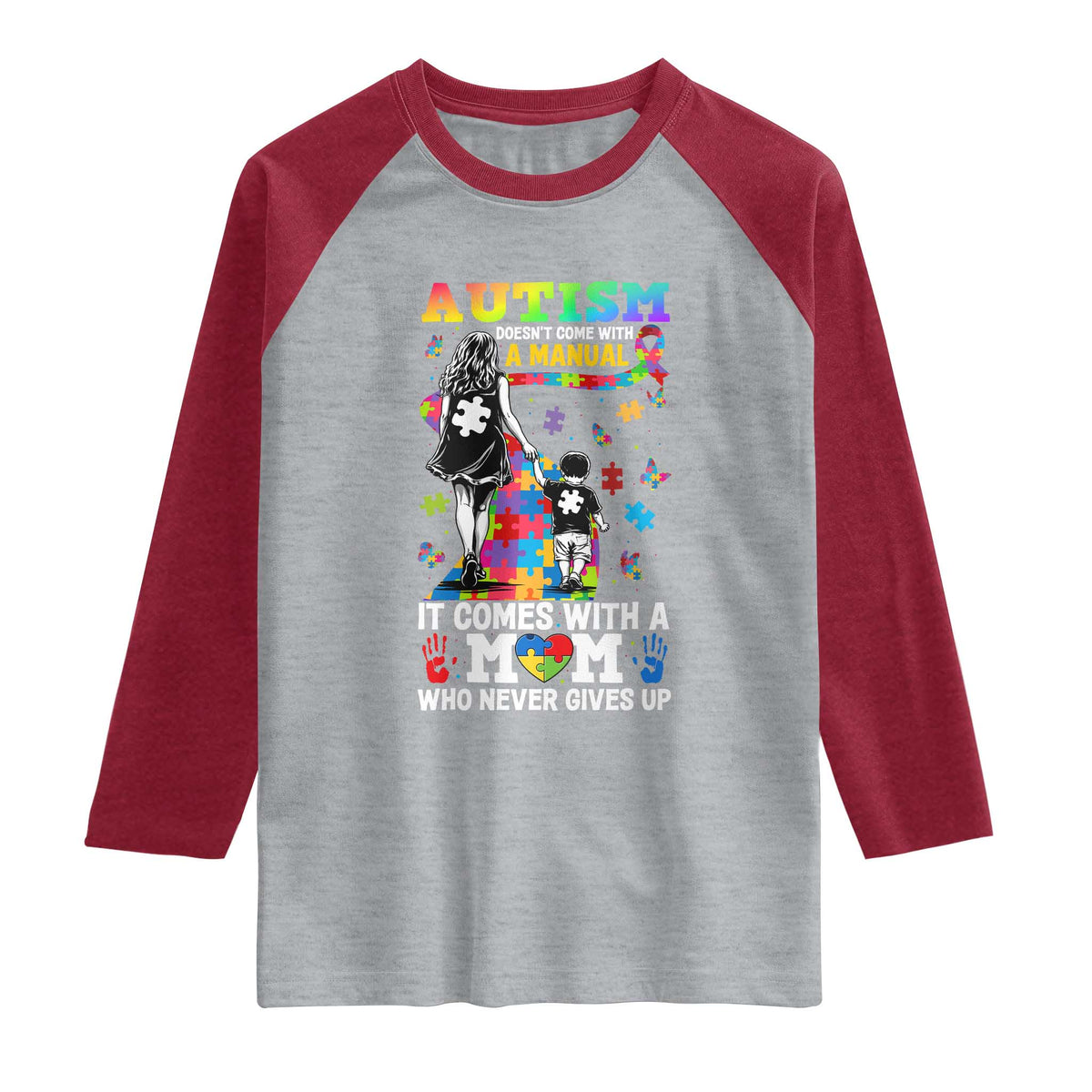 Autism Acceptance Raglan Shirt Doesn't Come with a Manual Autism Mom