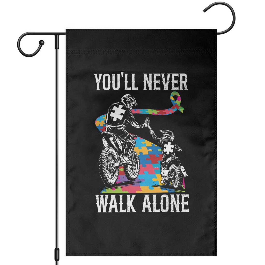 Autism Acceptance Garden Flag Autism Dad Motocross Rider Father Son Support