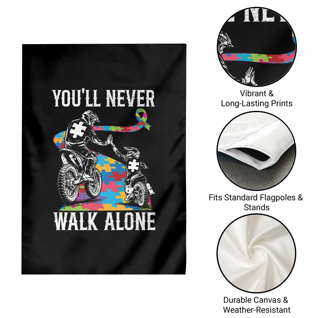 Autism Acceptance Garden Flag Autism Dad Motocross Rider Father Son Support