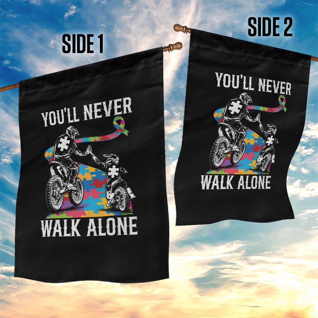 Autism Acceptance Garden Flag Autism Dad Motocross Rider Father Son Support