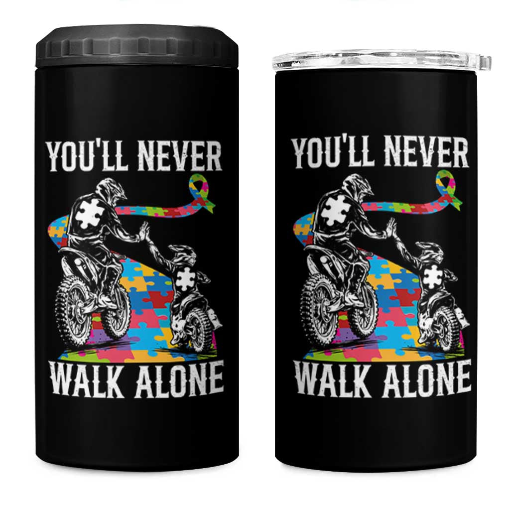 Autism Acceptance 4 in 1 Can Cooler Tumbler Autism Dad Motocross Rider Father Son Support