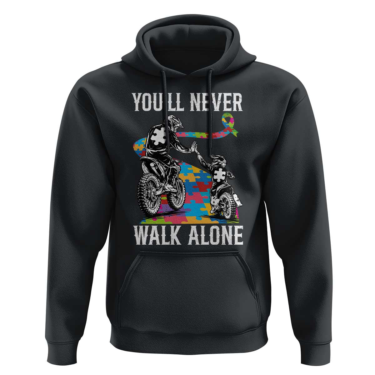 Autism Acceptance Hoodie Autism Dad Motocross Rider Father Son Support