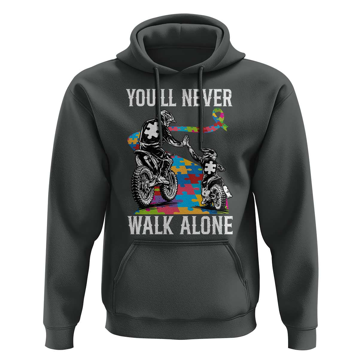 Autism Acceptance Hoodie Autism Dad Motocross Rider Father Son Support