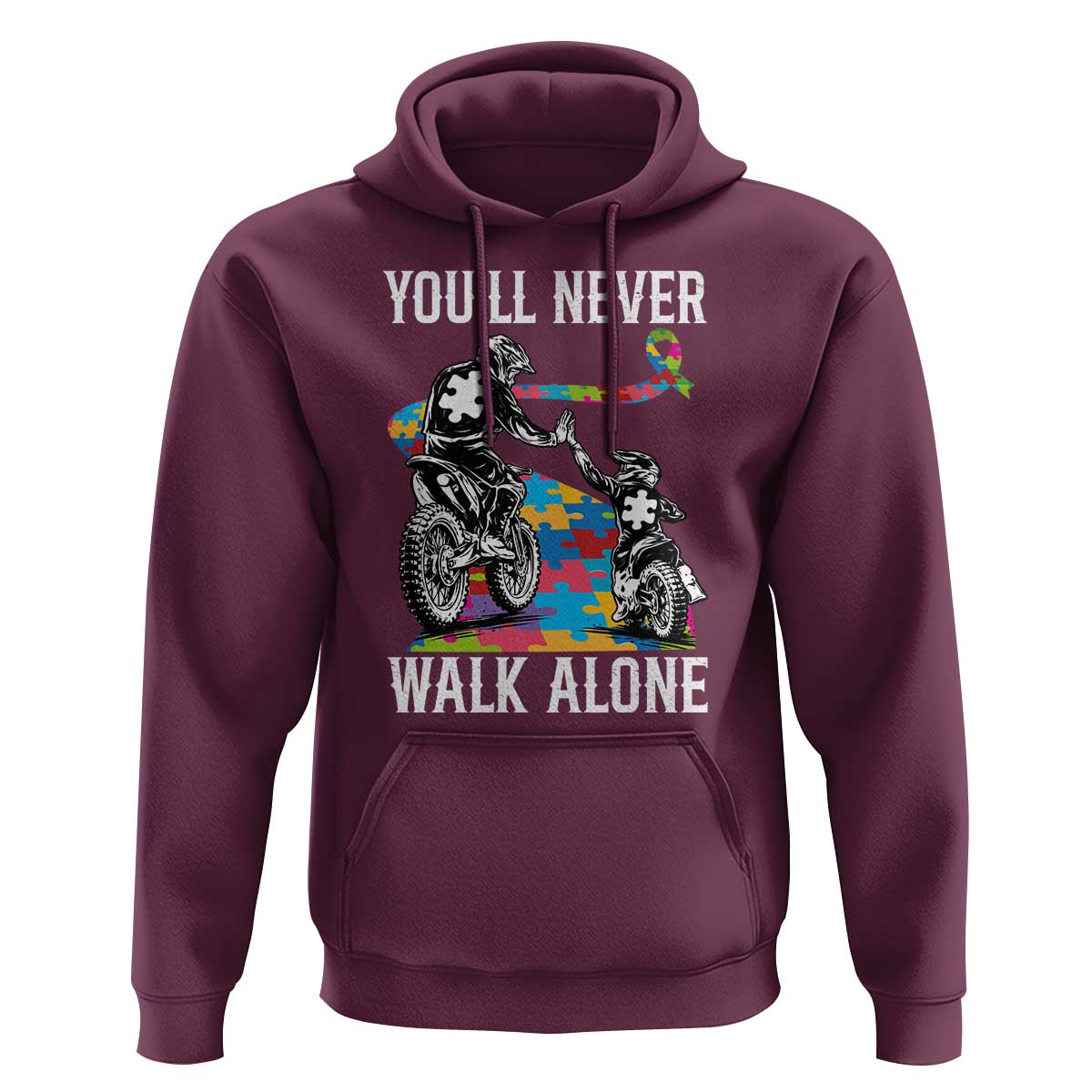 Autism Acceptance Hoodie Autism Dad Motocross Rider Father Son Support