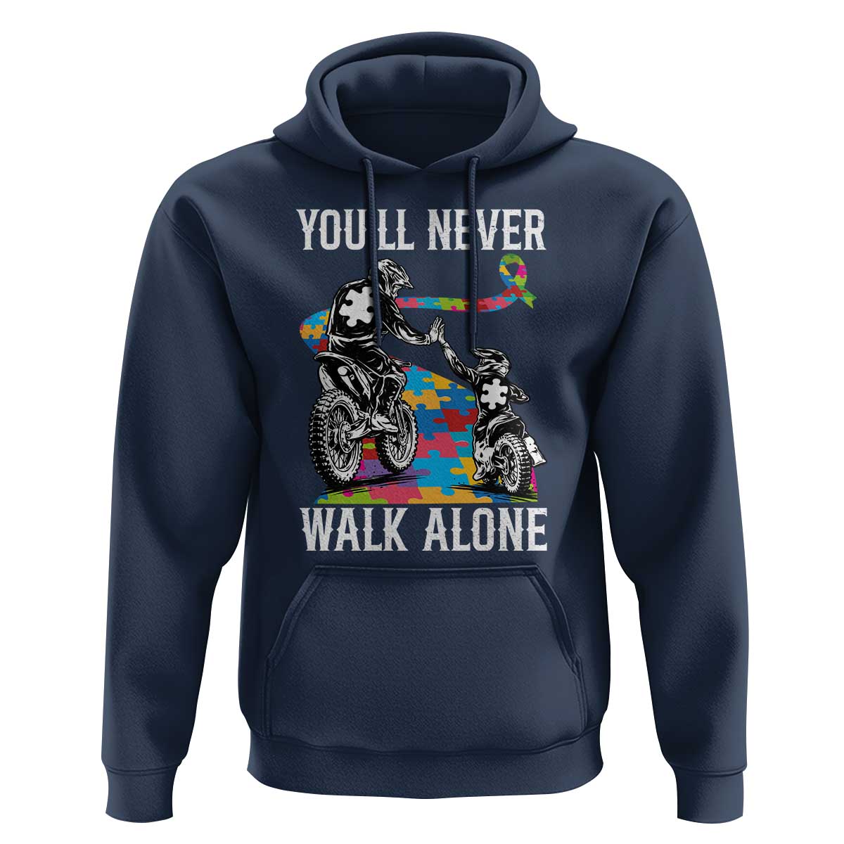 Autism Acceptance Hoodie Autism Dad Motocross Rider Father Son Support