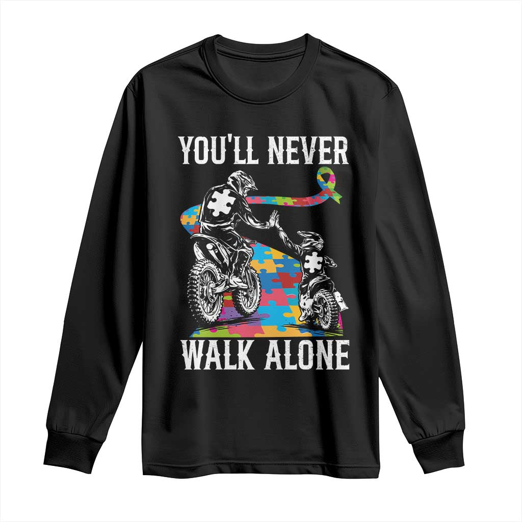 Autism Acceptance Long Sleeve Shirt Autism Dad Motocross Rider Father Son Support