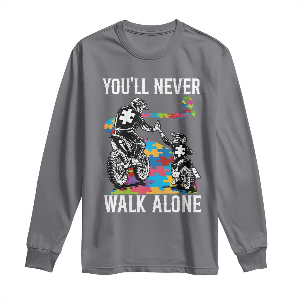 Autism Acceptance Long Sleeve Shirt Autism Dad Motocross Rider Father Son Support