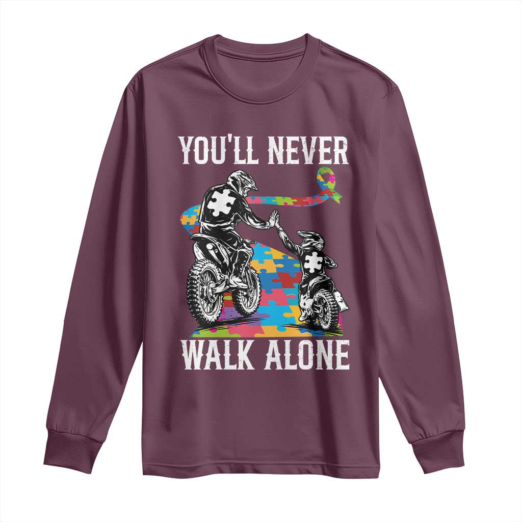 Autism Acceptance Long Sleeve Shirt Autism Dad Motocross Rider Father Son Support