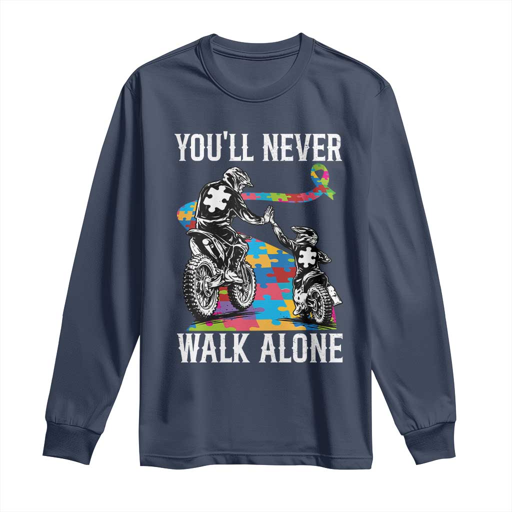 Autism Acceptance Long Sleeve Shirt Autism Dad Motocross Rider Father Son Support