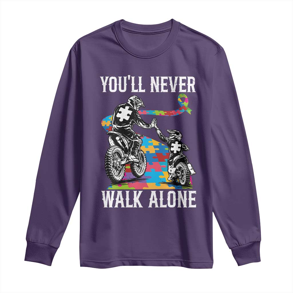 Autism Acceptance Long Sleeve Shirt Autism Dad Motocross Rider Father Son Support