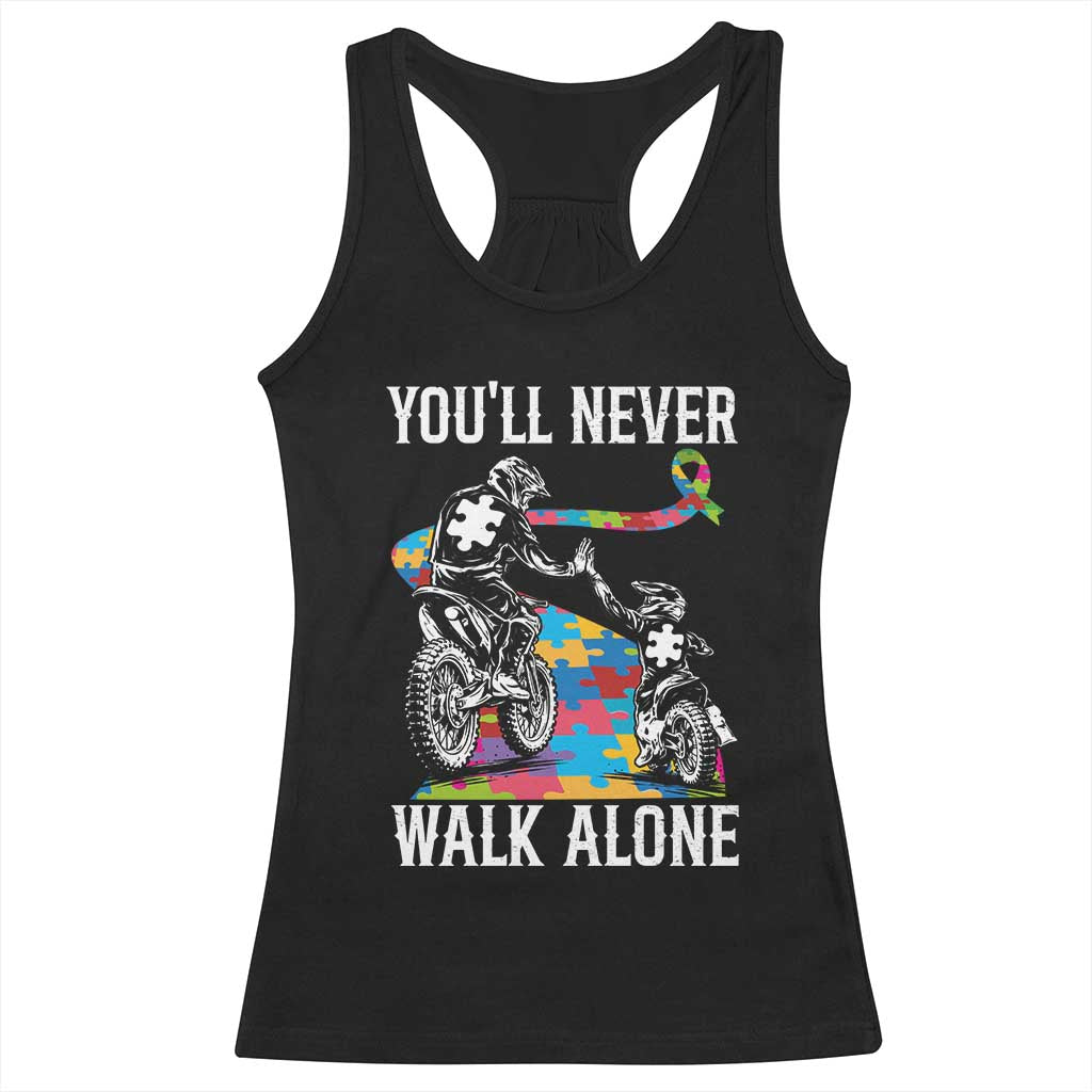 Autism Acceptance Racerback Tank Top Autism Dad Motocross Rider Father Son Support