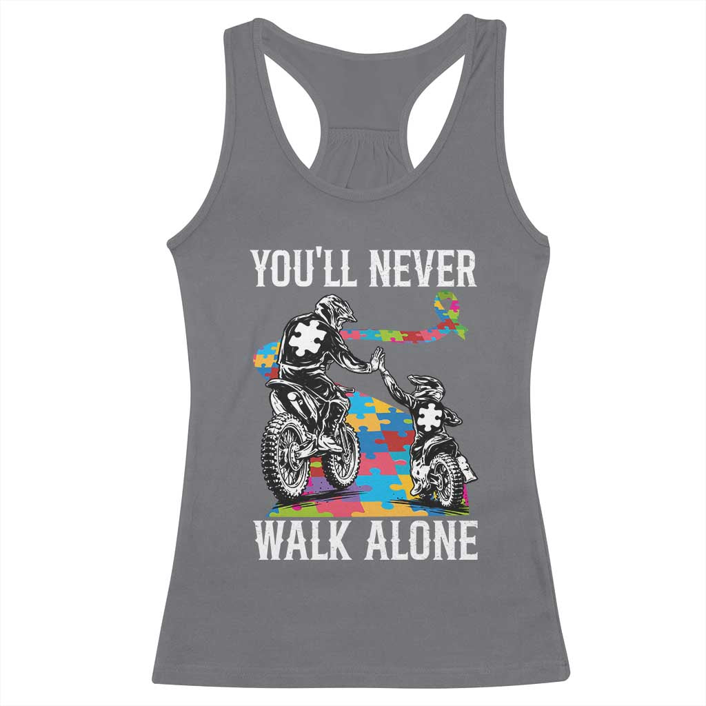 Autism Acceptance Racerback Tank Top Autism Dad Motocross Rider Father Son Support