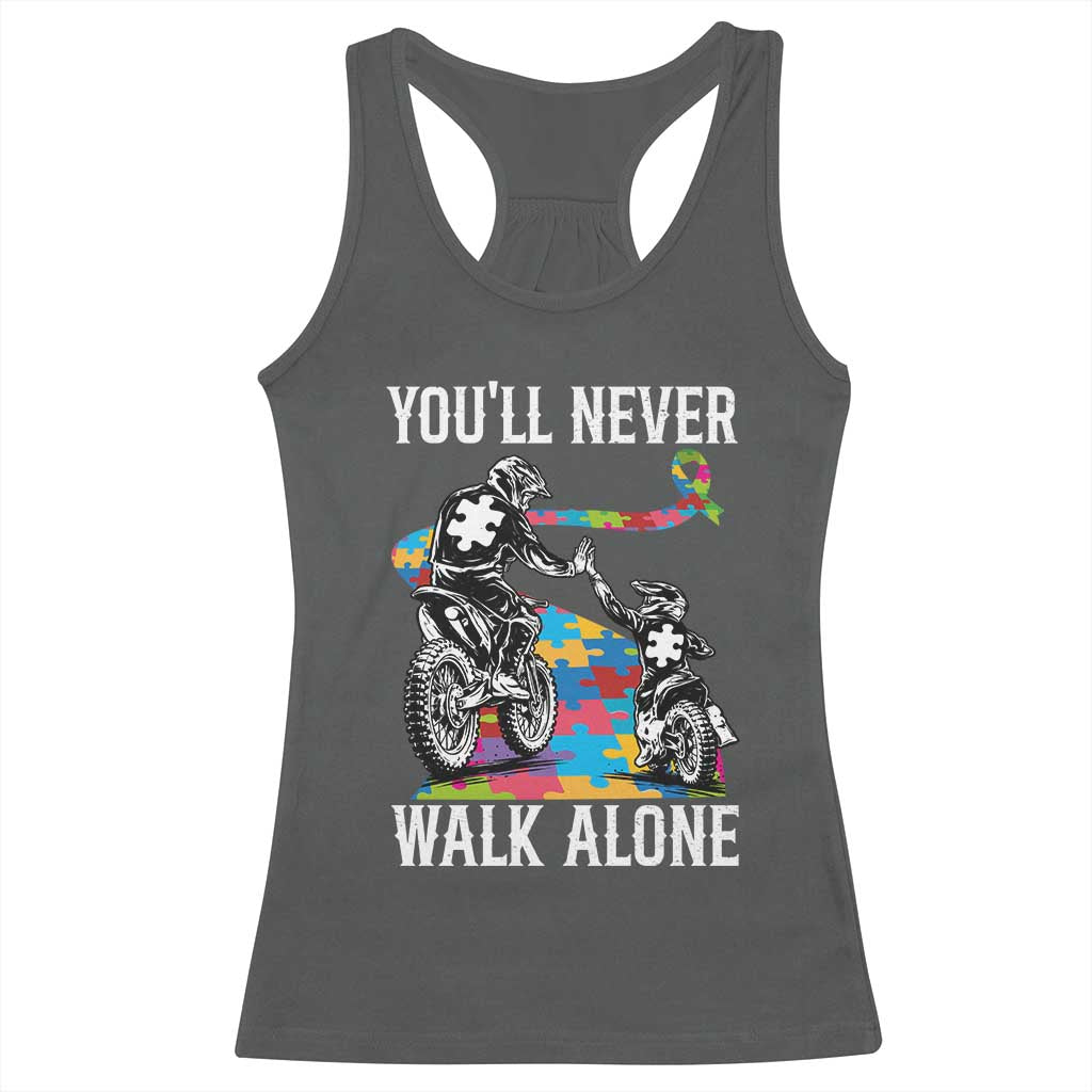 Autism Acceptance Racerback Tank Top Autism Dad Motocross Rider Father Son Support