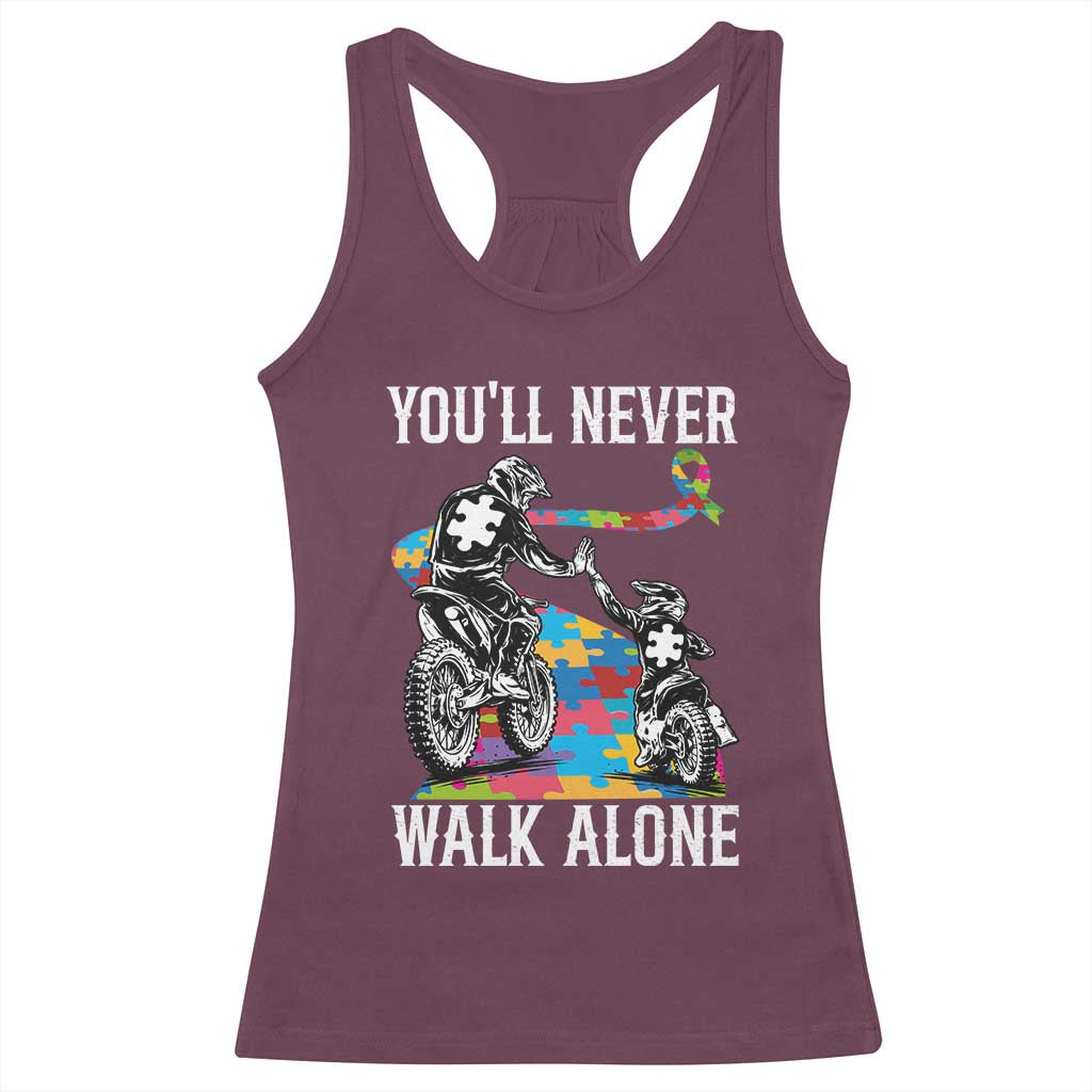 Autism Acceptance Racerback Tank Top Autism Dad Motocross Rider Father Son Support