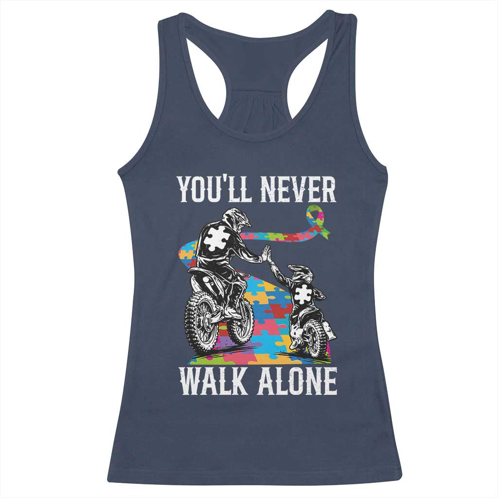 Autism Acceptance Racerback Tank Top Autism Dad Motocross Rider Father Son Support