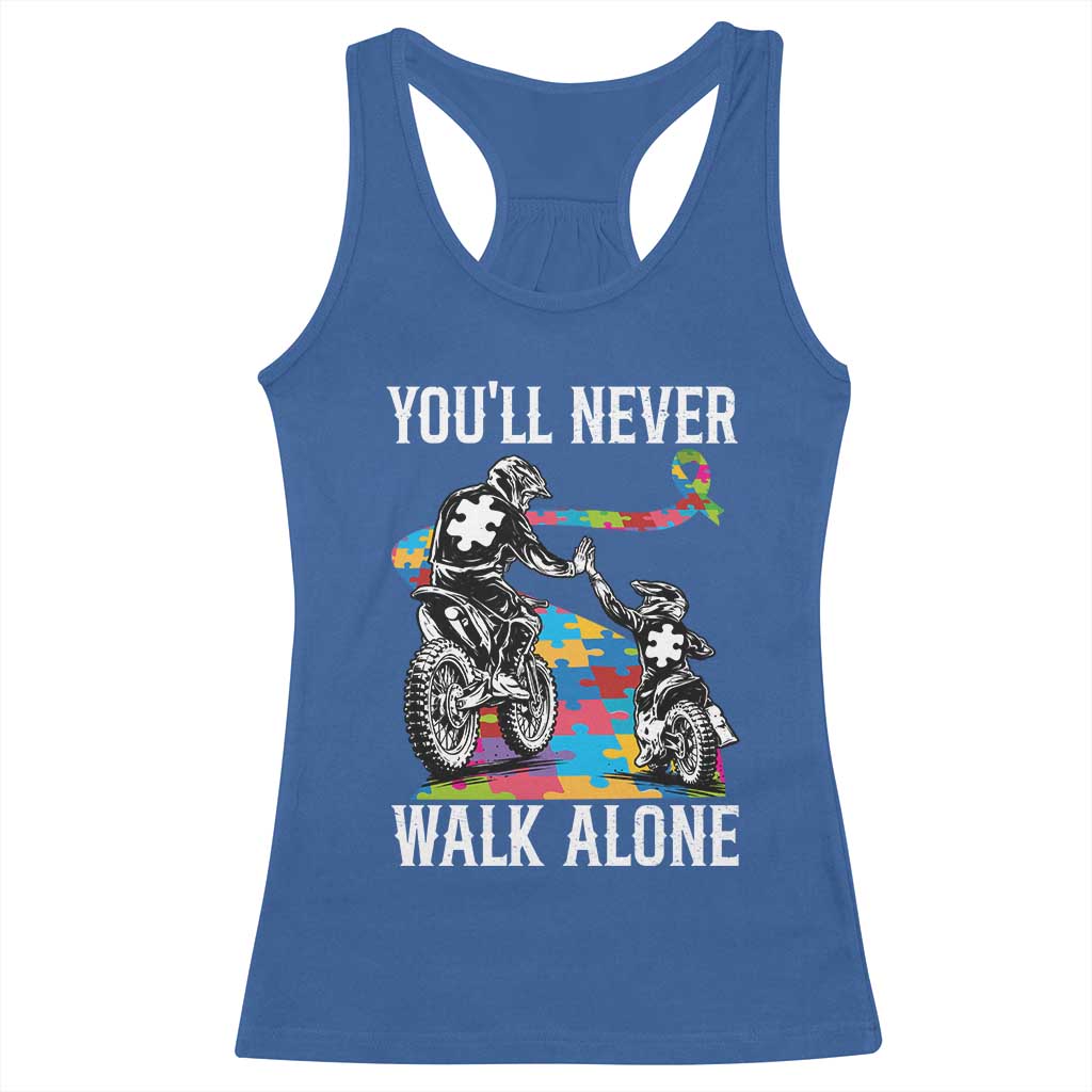 Autism Acceptance Racerback Tank Top Autism Dad Motocross Rider Father Son Support