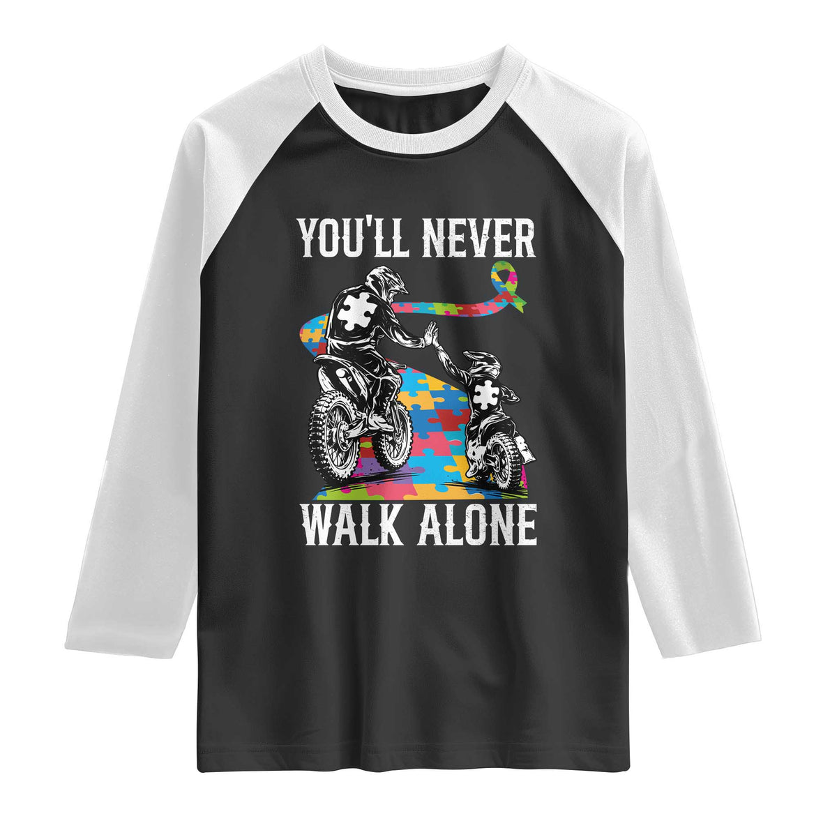 Autism Acceptance Raglan Shirt Autism Dad Motocross Rider Father Son Support