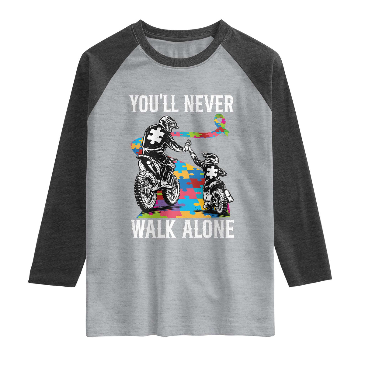 Autism Acceptance Raglan Shirt Autism Dad Motocross Rider Father Son Support