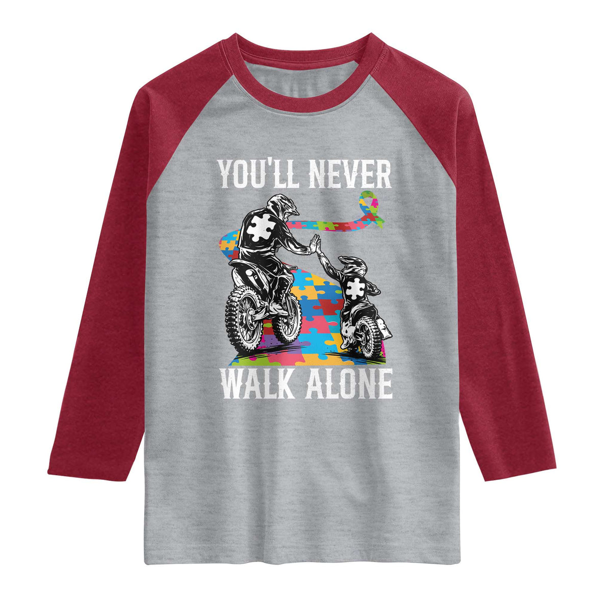 Autism Acceptance Raglan Shirt Autism Dad Motocross Rider Father Son Support
