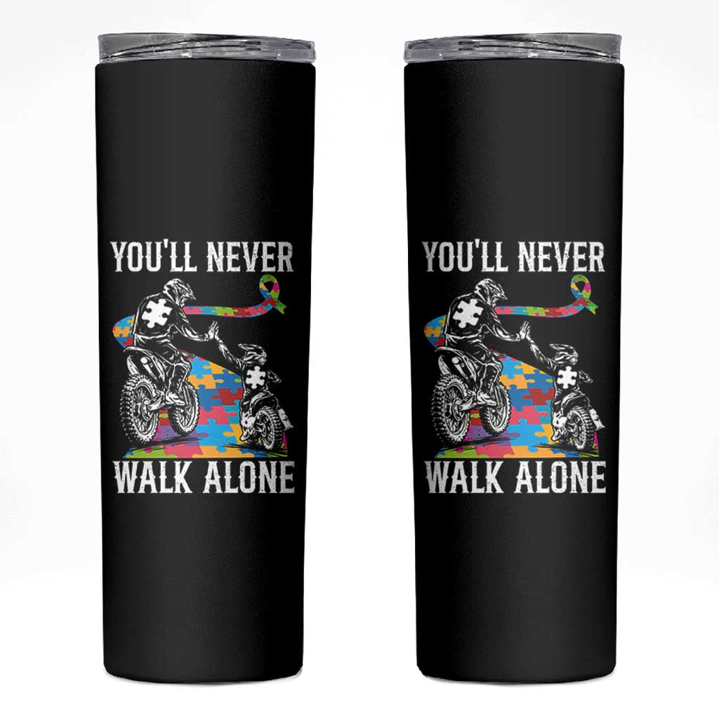 Autism Acceptance Skinny Tumbler Autism Dad Motocross Rider Father Son Support