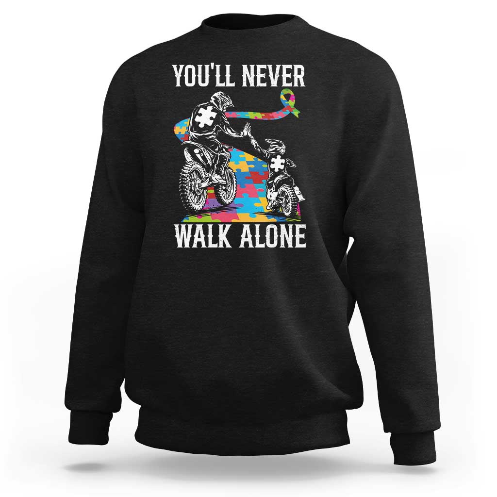 Autism Acceptance Sweatshirt Autism Dad Motocross Rider Father Son Support