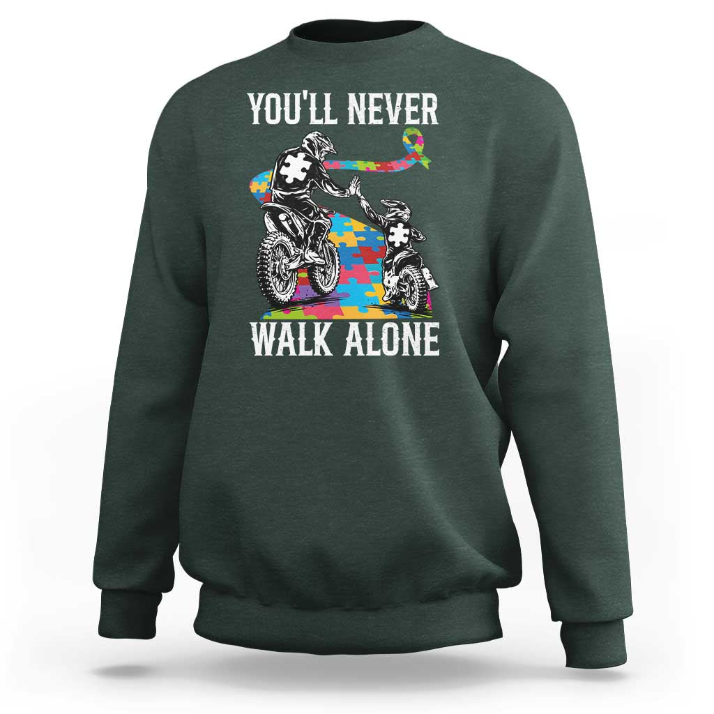 Autism Acceptance Sweatshirt Autism Dad Motocross Rider Father Son Support