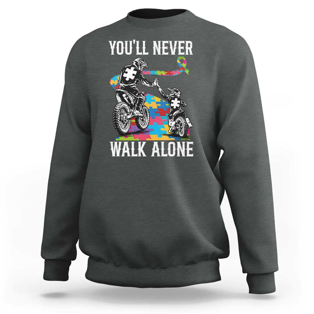Autism Acceptance Sweatshirt Autism Dad Motocross Rider Father Son Support