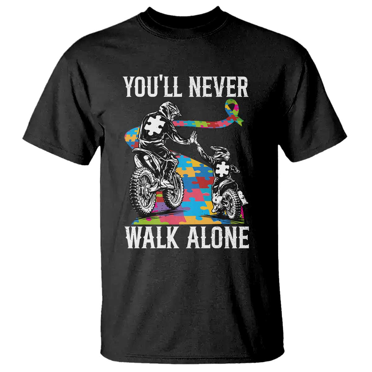 Autism Acceptance T Shirt Autism Dad Motocross Rider Father Son Support