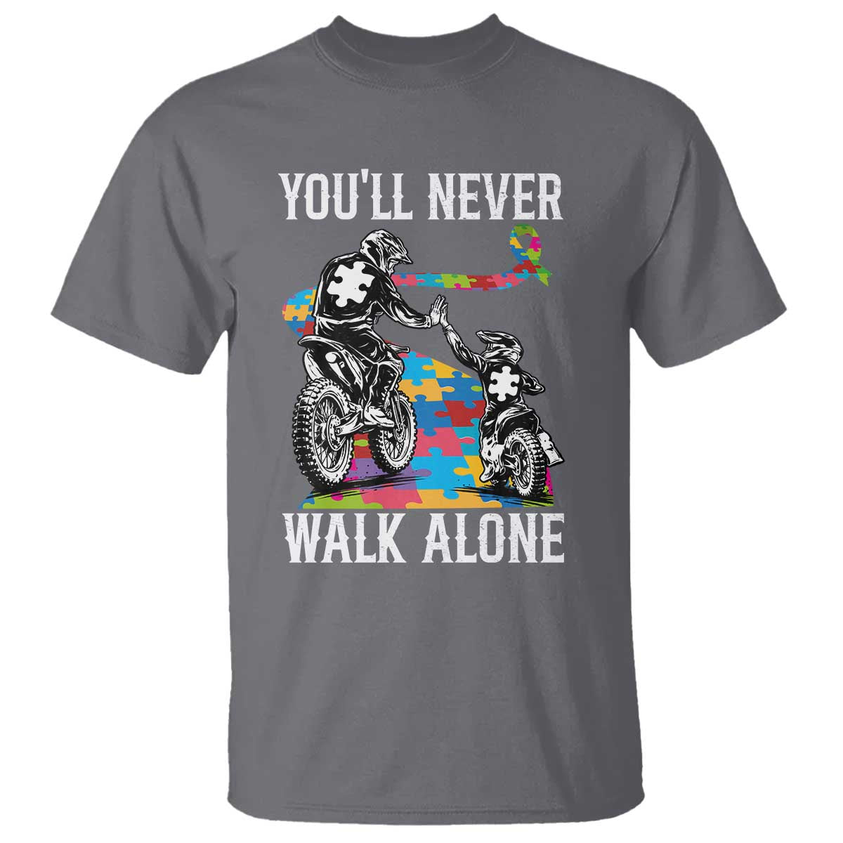 Autism Acceptance T Shirt Autism Dad Motocross Rider Father Son Support
