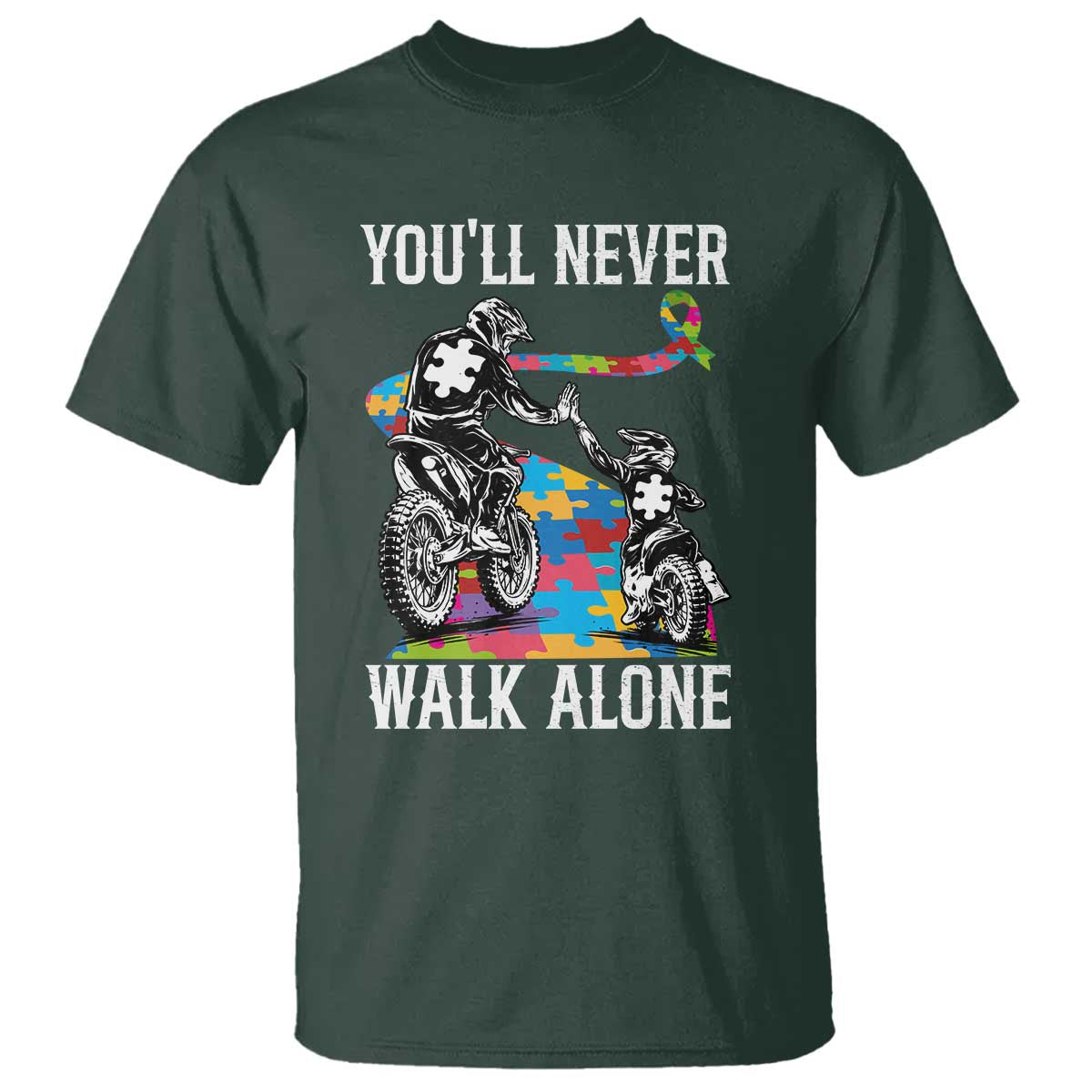 Autism Acceptance T Shirt Autism Dad Motocross Rider Father Son Support