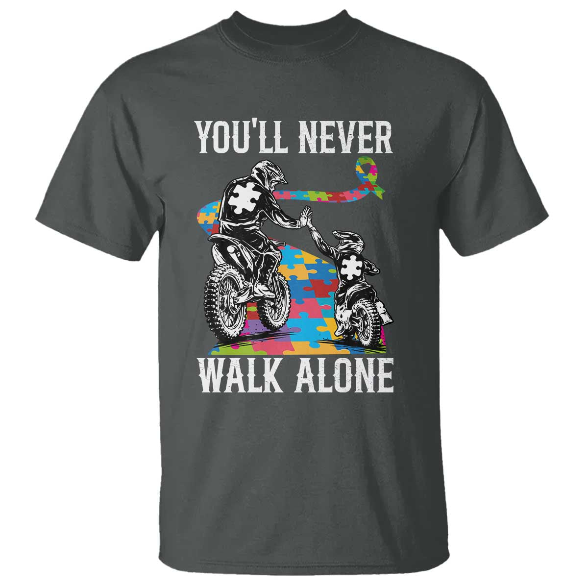 Autism Acceptance T Shirt Autism Dad Motocross Rider Father Son Support