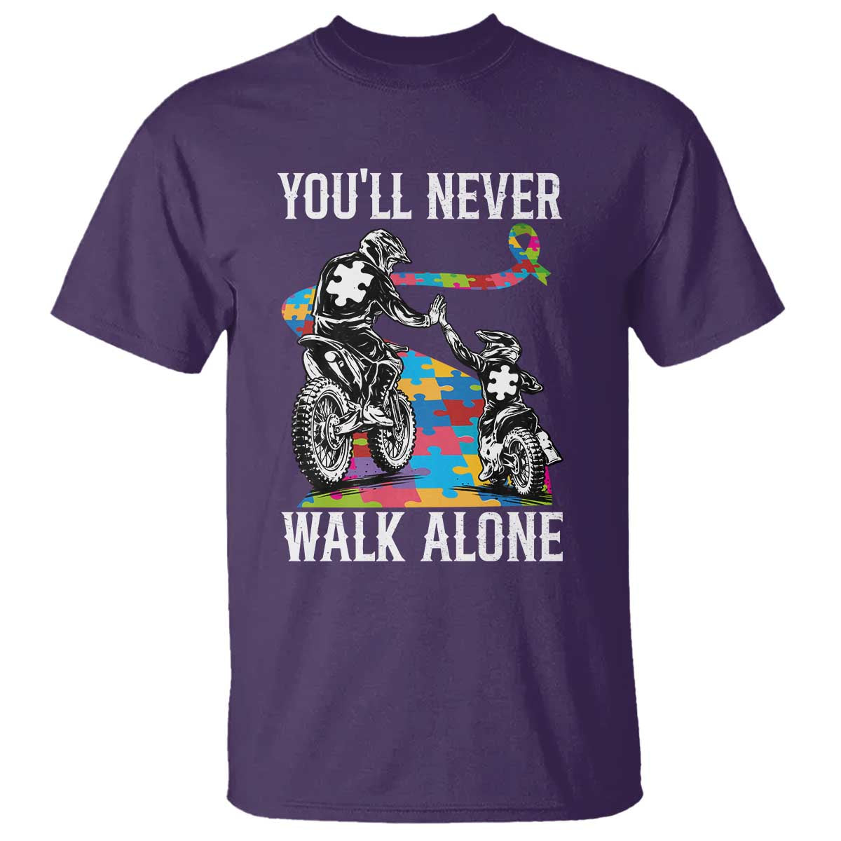 Autism Acceptance T Shirt Autism Dad Motocross Rider Father Son Support