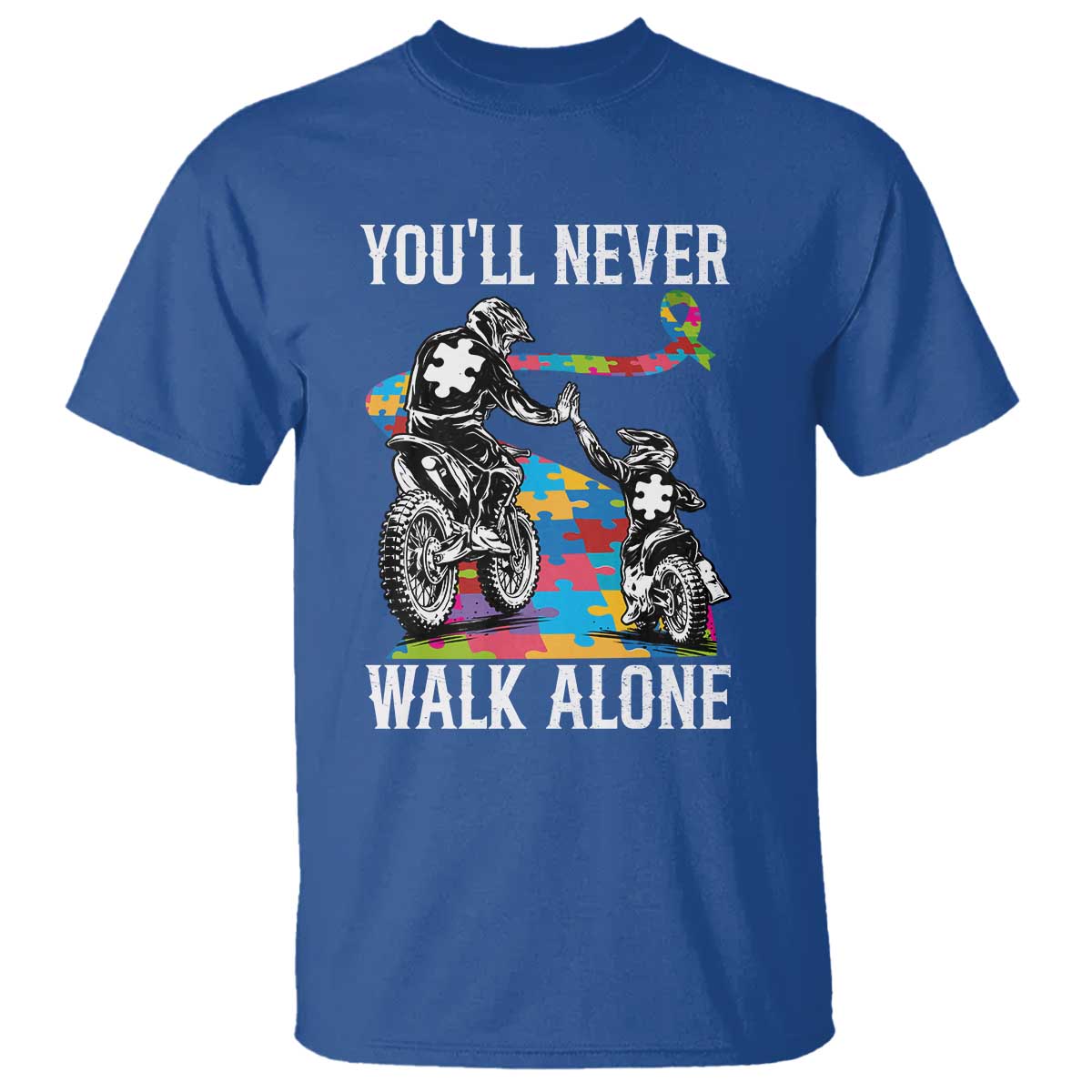 Autism Acceptance T Shirt Autism Dad Motocross Rider Father Son Support