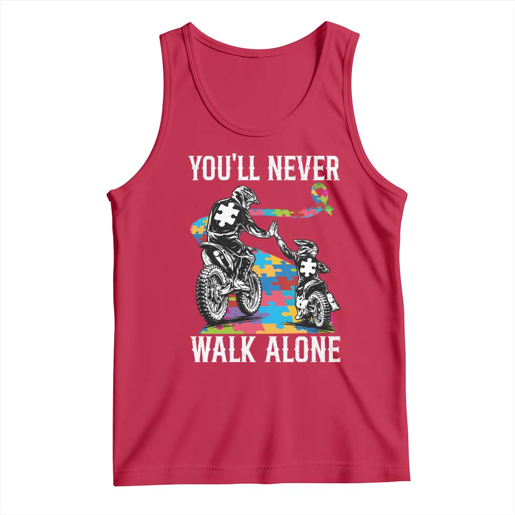 Autism Acceptance Tank Top Autism Dad Motocross Rider Father Son Support