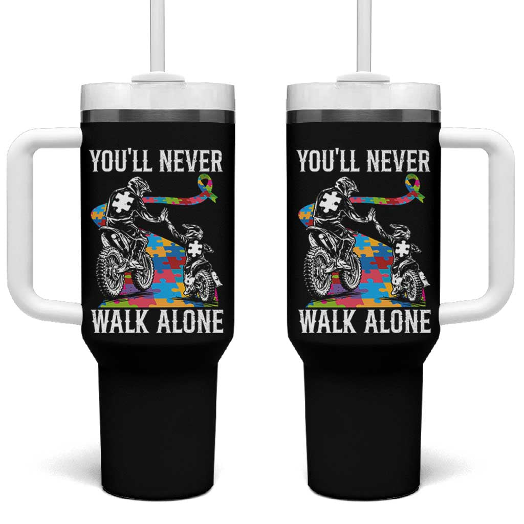 Autism Acceptance Tumbler With Handle Autism Dad Motocross Rider Father Son Support