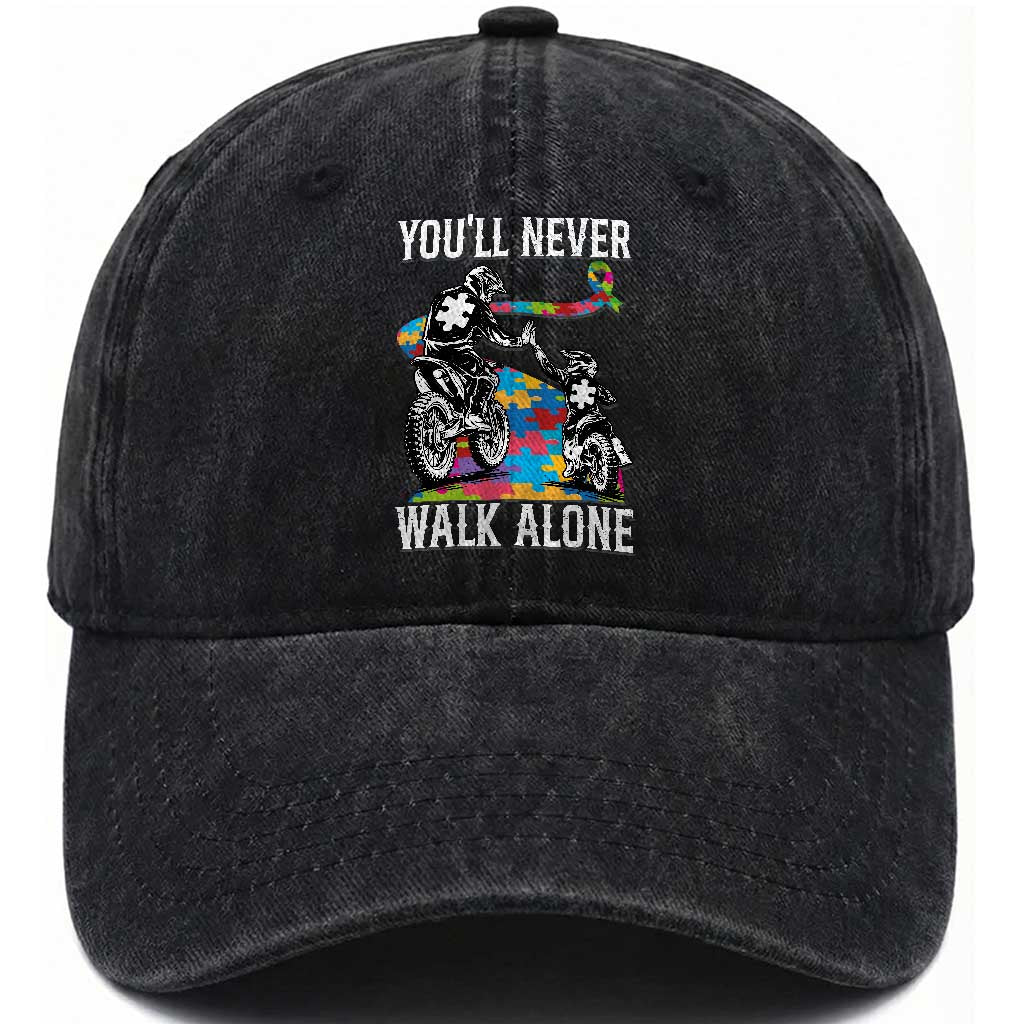 Autism Acceptance Washed Cotton Baseball Cap Autism Dad Motocross Rider Father Son Support