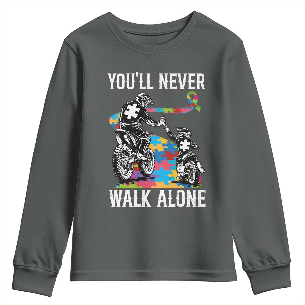 Autism Acceptance Youth Sweatshirt Autism Dad Motocross Rider Father Son Support