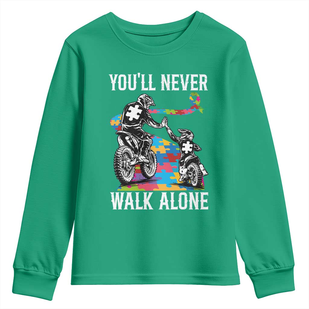 Autism Acceptance Youth Sweatshirt Autism Dad Motocross Rider Father Son Support
