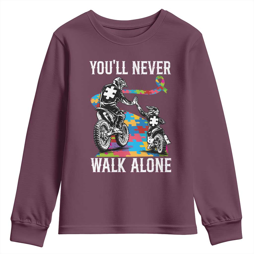 Autism Acceptance Youth Sweatshirt Autism Dad Motocross Rider Father Son Support