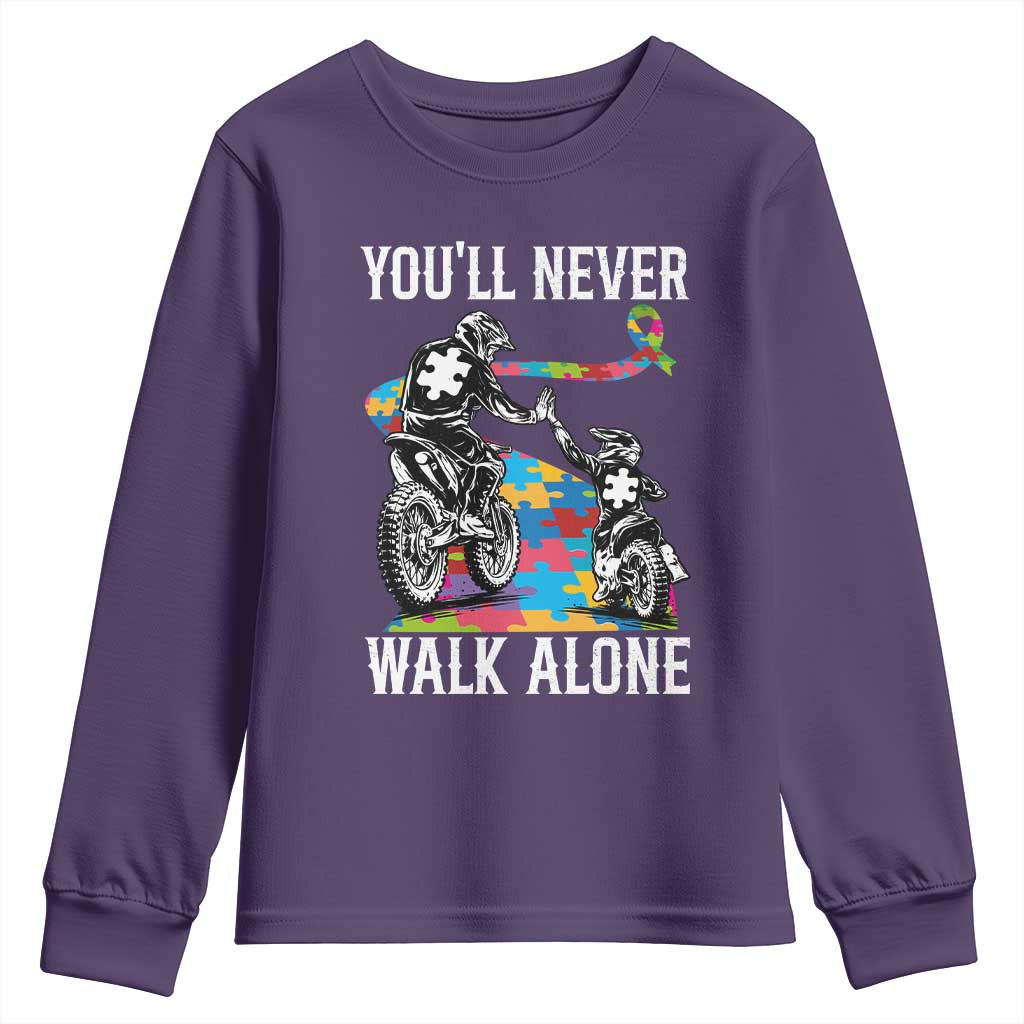 Autism Acceptance Youth Sweatshirt Autism Dad Motocross Rider Father Son Support
