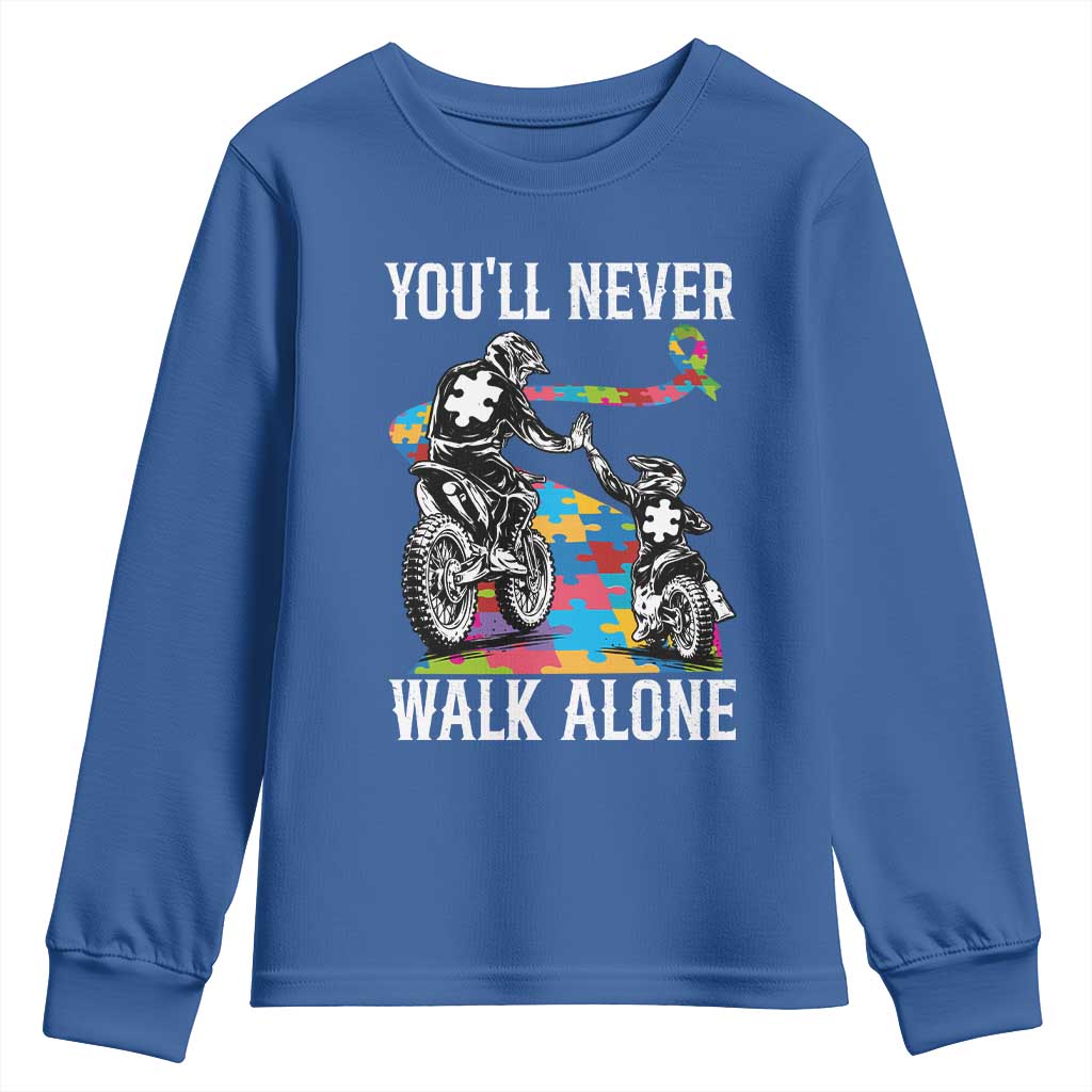 Autism Acceptance Youth Sweatshirt Autism Dad Motocross Rider Father Son Support