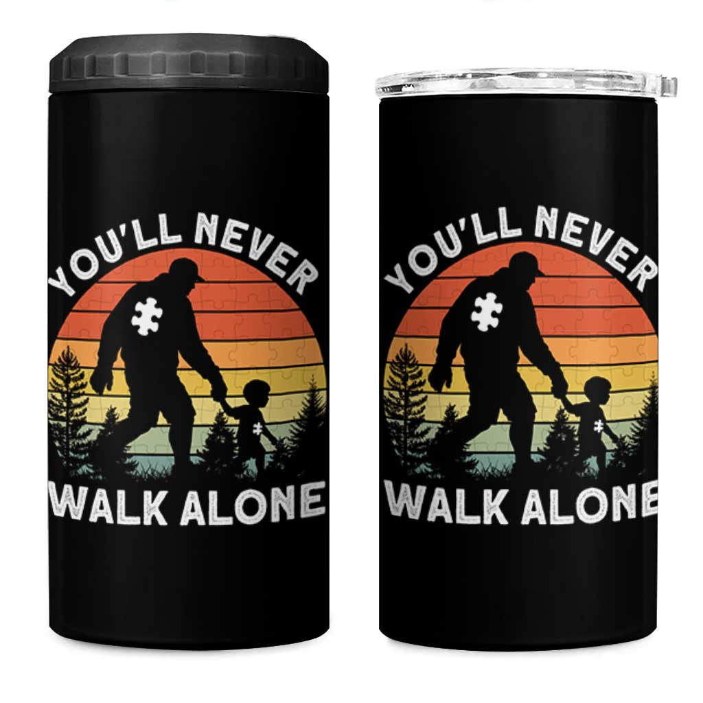 Autism Acceptance 4 in 1 Can Cooler Tumbler Autism Dad You'll Never Walk Alone Support