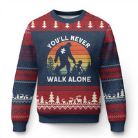 Autism Acceptance Ugly Christmas Sweater Autism Dad You'll Never Walk Alone Support