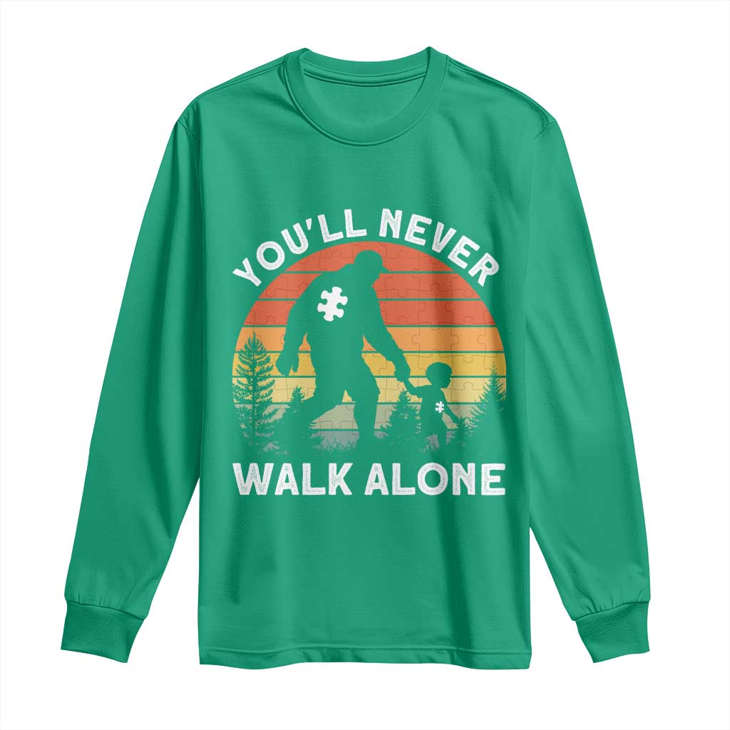 Autism Acceptance Long Sleeve Shirt Autism Dad You'll Never Walk Alone Support